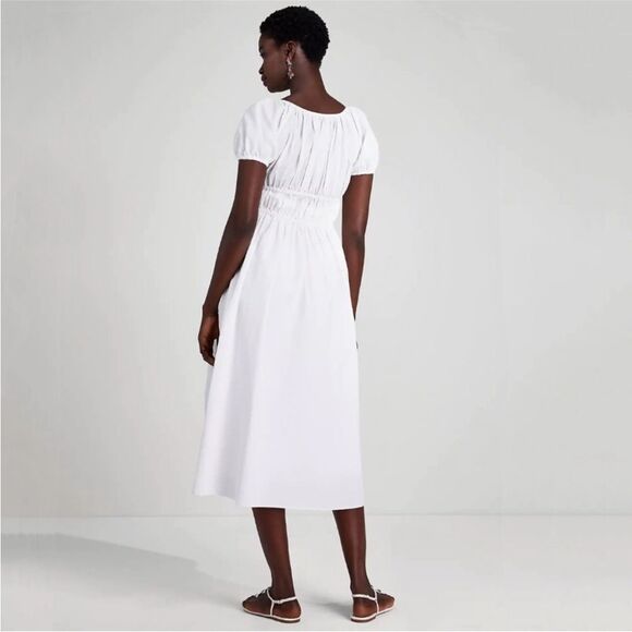Kate Spade white 100% cotton midi dress small s sundress - Picture 4 of 10